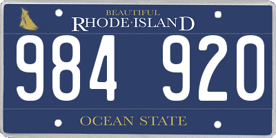 RI license plate 984920
