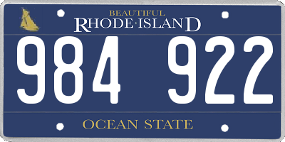 RI license plate 984922