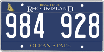 RI license plate 984928