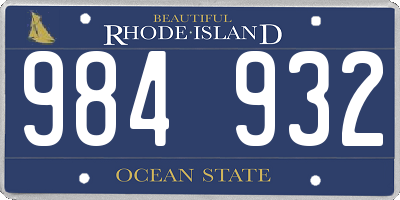 RI license plate 984932