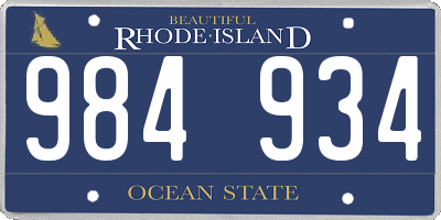 RI license plate 984934