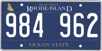 RI license plate 984962