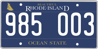 RI license plate 985003