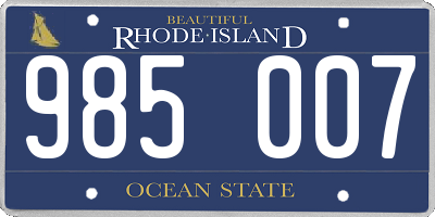 RI license plate 985007