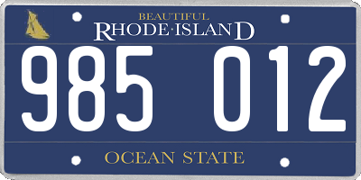 RI license plate 985012