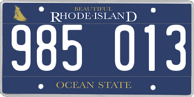 RI license plate 985013