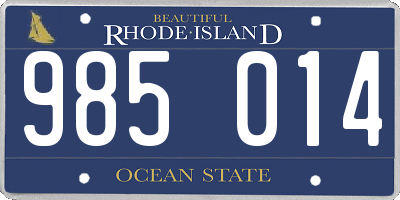 RI license plate 985014