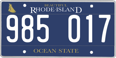 RI license plate 985017