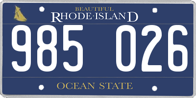 RI license plate 985026