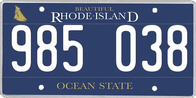 RI license plate 985038