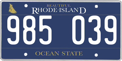 RI license plate 985039