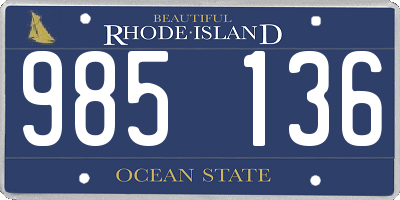 RI license plate 985136