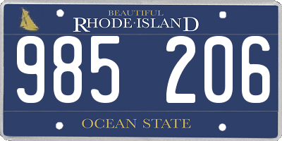 RI license plate 985206