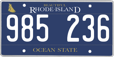 RI license plate 985236