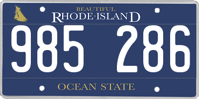 RI license plate 985286