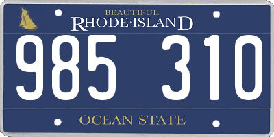 RI license plate 985310