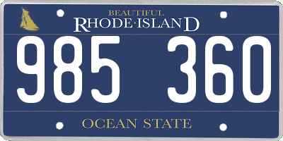 RI license plate 985360