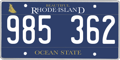 RI license plate 985362