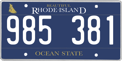 RI license plate 985381