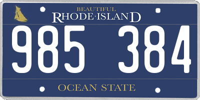 RI license plate 985384