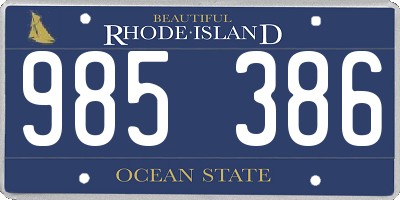 RI license plate 985386