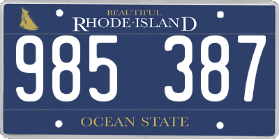 RI license plate 985387