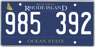 RI license plate 985392