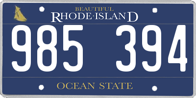 RI license plate 985394