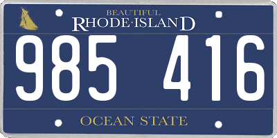 RI license plate 985416