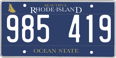 RI license plate 985419