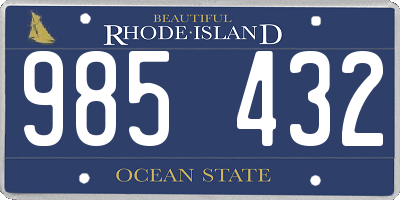 RI license plate 985432