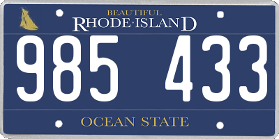 RI license plate 985433