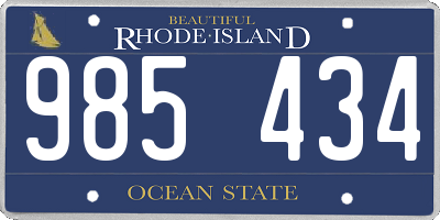 RI license plate 985434