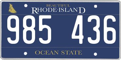 RI license plate 985436