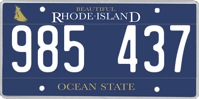 RI license plate 985437