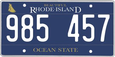 RI license plate 985457