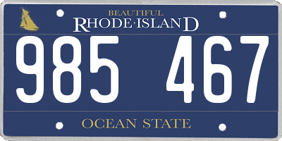 RI license plate 985467