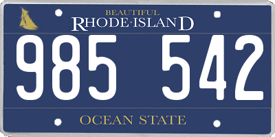 RI license plate 985542