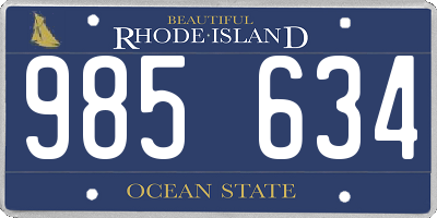 RI license plate 985634