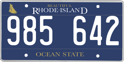 RI license plate 985642