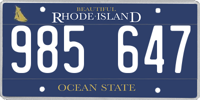 RI license plate 985647