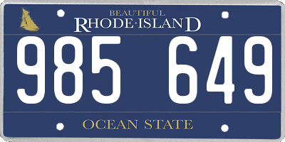 RI license plate 985649