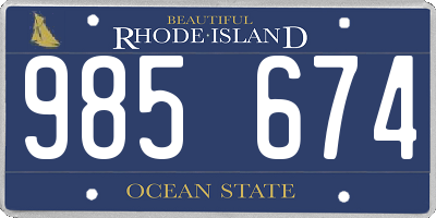 RI license plate 985674