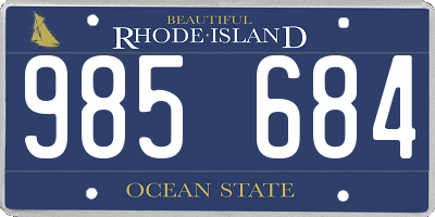 RI license plate 985684