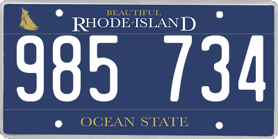 RI license plate 985734