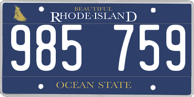 RI license plate 985759