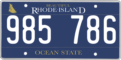 RI license plate 985786