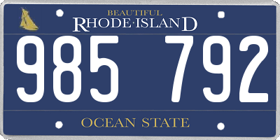 RI license plate 985792