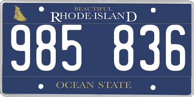 RI license plate 985836