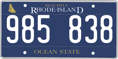 RI license plate 985838